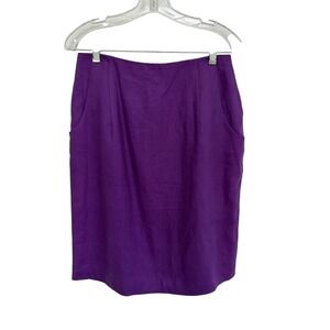 Vintage Jos A Bank Purple 100% Linen Pencil Skirt Size 12 NWT
